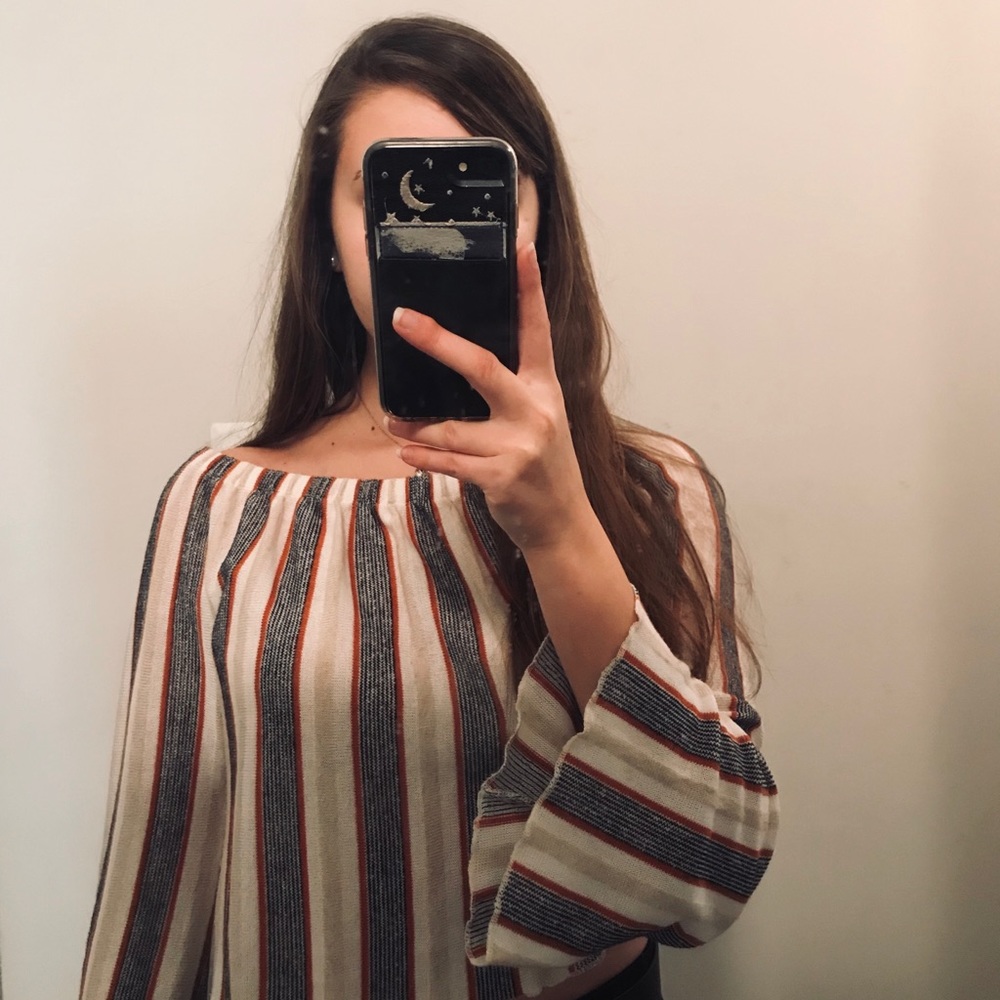 Zara Striped Off the Shoulder Top